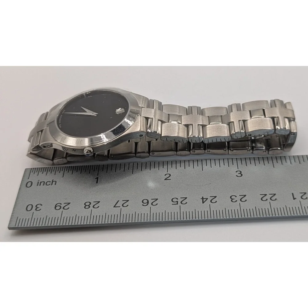 Vtg Men's Movado Museum Watch Black Dial Stainless Steel Swiss Quartz NIB